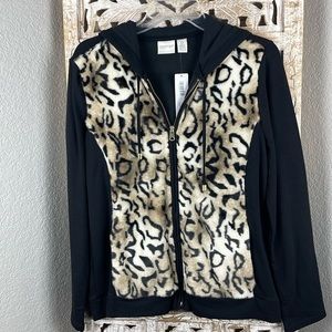 NWOT Zenergy By Chico’s Knit Collection Fur Front Jacket & Pants Set